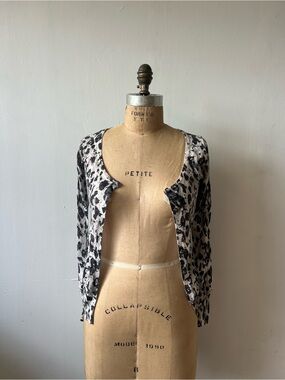 Guess Black and White Leopard Print Cardigan